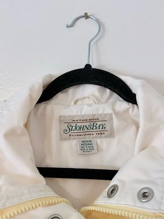 Vintage 90’s Butter Yellow St.John's Bay Hooded Anorak Utility Jacket Womens M - Picture 4 of 14